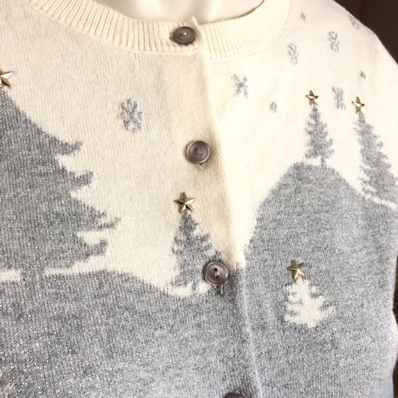 Talbots Petite Winterly Cardigan classic crewneck long sleeve sweater Size SP - Picture 8 of 15